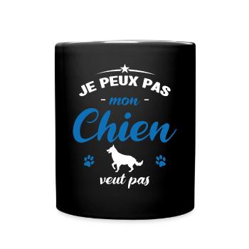 je peux pas mon chien veut pas - Mug uni - noir - Devant