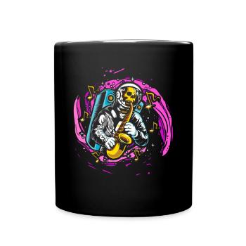 Astronaut Saxophon Saxophonist Musiker - Tasse einfarbig - Schwarz - Vorne