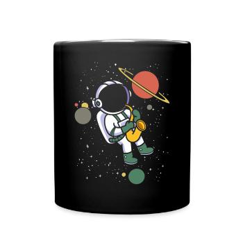 Astronaut Saxophon Saxophonist Musiker - Tasse einfarbig - Schwarz - Vorne