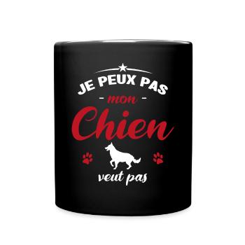 je peux pas mon chien veut pas - Mug uni - noir - Devant