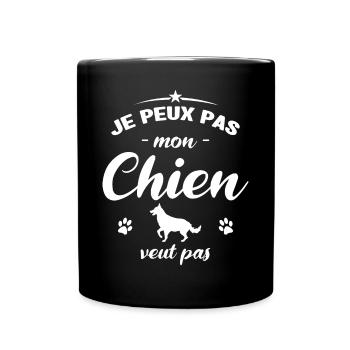 je peux pas mon chien veut pas - Mug uni - noir - Devant
