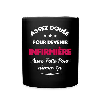Assez douée pour devenir infirmière cadeau - Mug uni - noir - Devant