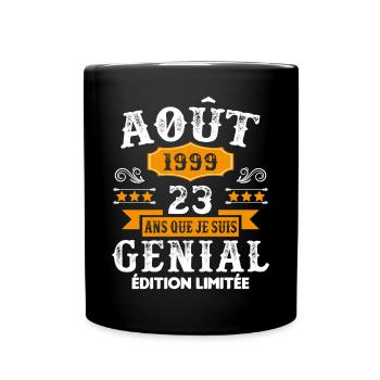 23 Ans Anniversaire Vintage Né(e) en Août 1999 - Mug uni - noir - Devant