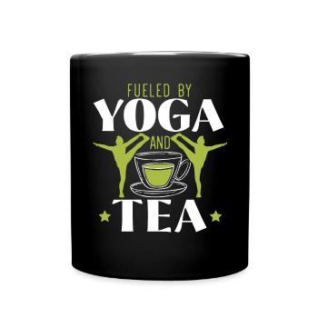 Fueled By Yoga And Tee Exercise Meditate Yoga - Full Colour Mug - black - Front