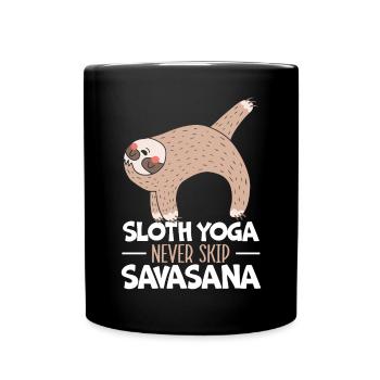 Sloth Yoga Never Skip Savasana Fitness Yoga Sloth - Full Colour Mug - black - Front