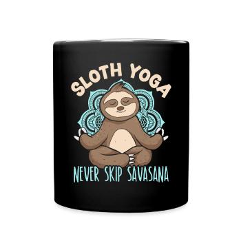 Sloth Yoga Never Skip Savasana Fitness Yoga Sloth - Full Colour Mug - black - Front