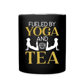 Fueled By Yoga And Tee Exercise Meditate Yoga - Full Colour Mug - black - Front
