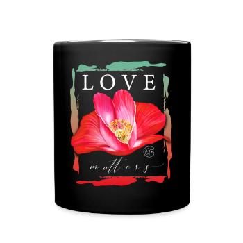 Love matters Mohnblume Herz Liebe Valentinstag - Tasse einfarbig - Schwarz - Vorne