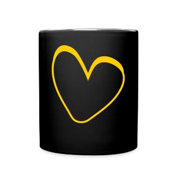 Gelbes Herz Simpel Design - Tasse einfarbig - Schwarz - Vorne