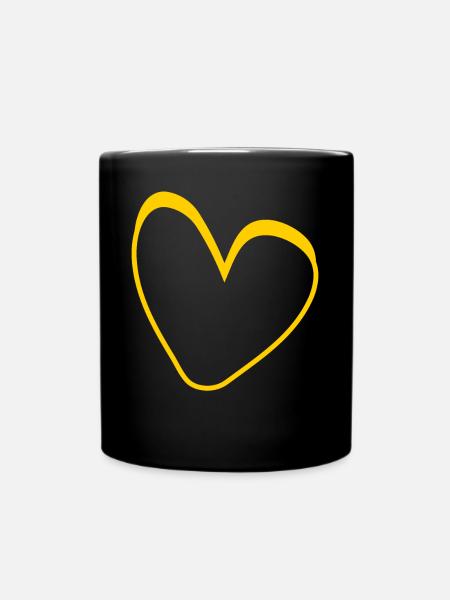 Gelbes Herz Simpel Design - Tasse einfarbig - Schwarz