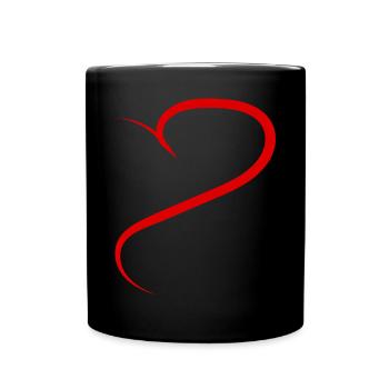 Demi-cœur rouge - Mug uni - noir - Devant