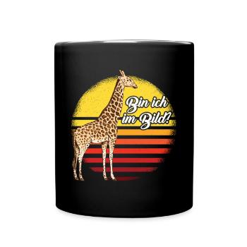 Giraffe Fotografie Safari Afrika Savanne - Tasse einfarbig - Schwarz - Vorne