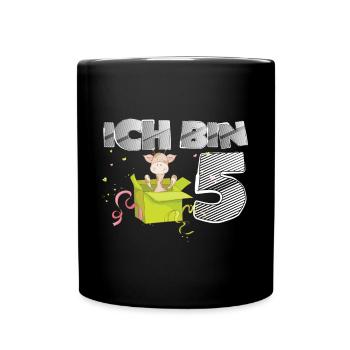 Giraffe 5 Geburtstag Safari Afrika Savanne - Tasse einfarbig - Schwarz - Vorne