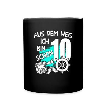 Piraten Geburtstag Ich bin 10 Jahre alt - Tasse einfarbig - Schwarz - Vorne