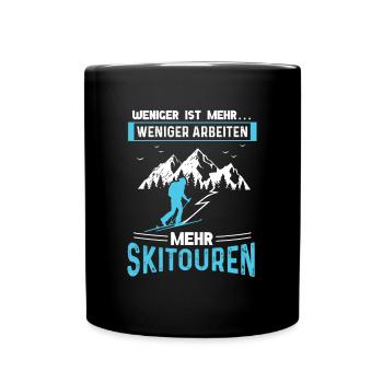 Weniger Arbeiten Mehr Skitouren Tourenski - Tasse einfarbig - Schwarz - Vorne