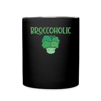 Broccoholic Vegan Meatless and Broccoli - Full Colour Mug - black - Front