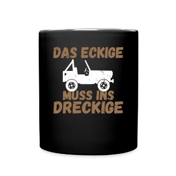Das Eckige Muss ins Dreckige Quad ATV Quadfahrer - Tasse einfarbig - Schwarz - Vorne