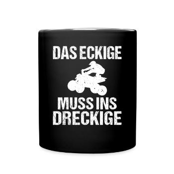 Das Eckige Muss ins Dreckige Lada Niva 4x4 Offroad - Tasse einfarbig - Schwarz - Vorne