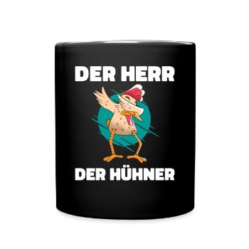 Der Herr der Hühner Hühnerflüsterer Hänchenwagen - Tasse einfarbig - Schwarz - Vorne