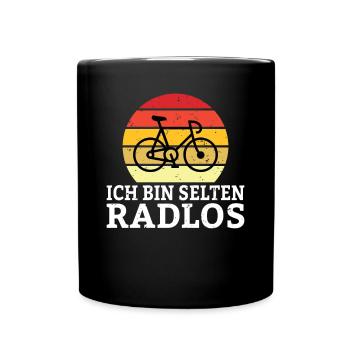Ich bin selten Radlos Lustige Fahrrad Sprüche Humo - Tasse einfarbig - Schwarz - Vorne