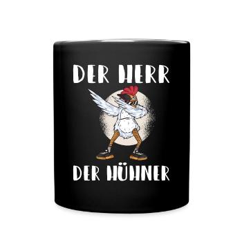 Der Herr der Hühner Hühnerhalter Hobby Huhn - Tasse einfarbig - Schwarz - Vorne