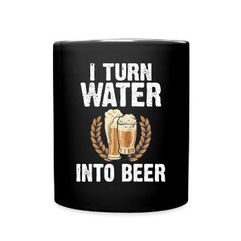 I turn water into beer Passionate beer brew - Full Colour Mug - black - Front