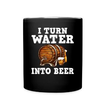 I turn water into beer Bierbrauerei Braumeister Sp - Full Colour Mug - black - Front