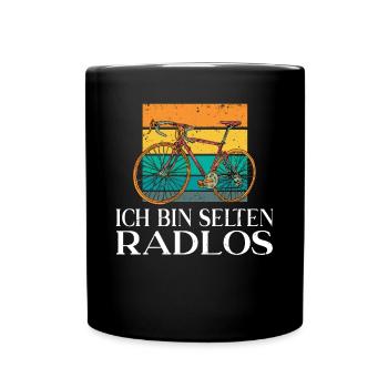 Ich bin selten Radlos Mountain Bike Rennrad Radfah - Tasse einfarbig - Schwarz - Vorne