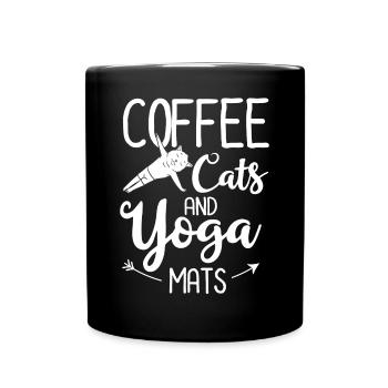 Yoga Cat Débutant Séances d’entraînement Citation Méditation - Mug uni - noir - Devant