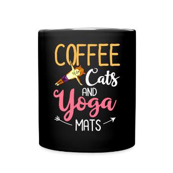 Yoga Cat Débutant Séances d’entraînement Citation Méditation - Mug uni - noir - Devant