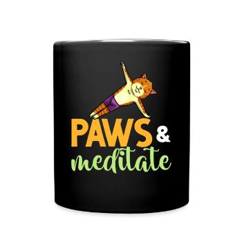 Yoga Cat Débutant Séances d’entraînement Citation Méditation - Mug uni - noir - Devant
