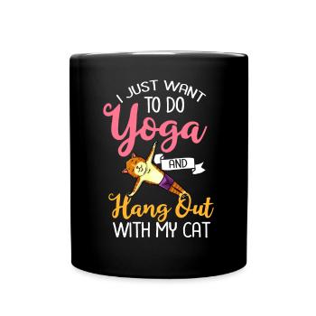Yoga Cat Débutant Séances d’entraînement Citation Méditation - Mug uni - noir - Devant