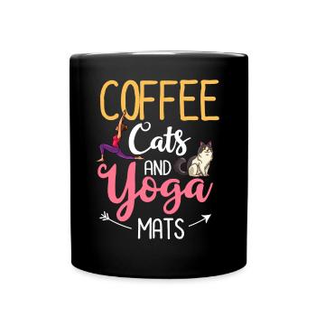 Yoga Cat Débutant Séances d’entraînement Citation Méditation - Mug uni - noir - Devant