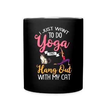 Yoga Cat Débutant Séances d’entraînement Citation Méditation - Mug uni - noir - Devant