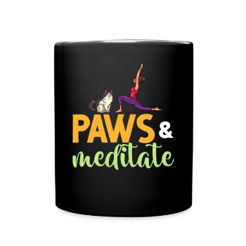 Yoga Cat Débutant Séances d’entraînement Citation Méditation - Mug uni - noir - Devant