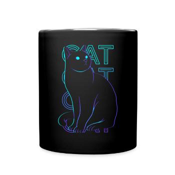 Cat Retro Gift - Full Colour Mug - black - Front