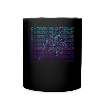 Kirschblüte Japanisch Sakura Blossom Retro Geschen - Tasse einfarbig - Schwarz - Vorne