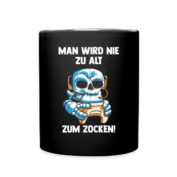 Lustiges Gaming Skelett - Computer Spiele - Tasse einfarbig - Schwarz - Vorne