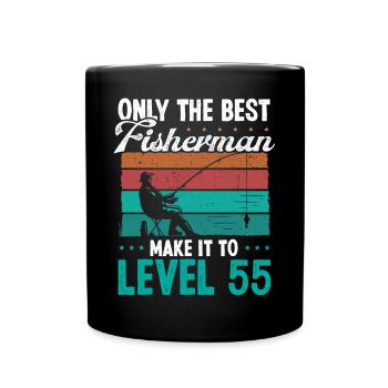 55 Fishing Level 55 Year Old Angler Fisherman - Full Colour Mug - black - Front