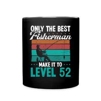52 Fishing Level 52 Year Old Angler Fisherman - Full Colour Mug - black - Front