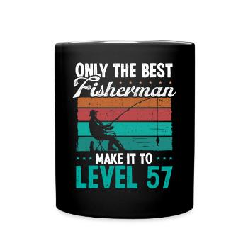 57 Fishing Level 57 Year Old Angler Fisherman - Full Colour Mug - black - Front