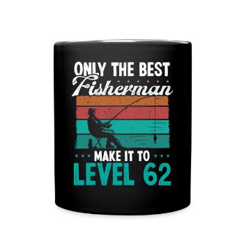 62 Fishing Level 62 Year Old Angler Fisherman - Full Colour Mug - black - Front