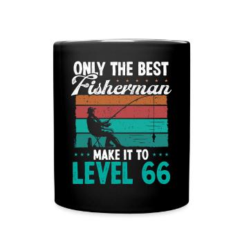66 Fishing Level 66 Year Old Angler Fisherman - Full Colour Mug - black - Front
