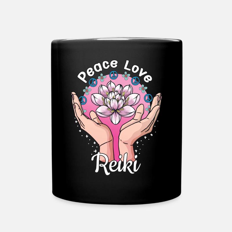 Lotus Flower Reiki Master Gift - Full Colour Mug - black