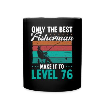 76 Niveau de pêche Pêcheur pêcheur de 76 ans - Mug uni - noir - Devant