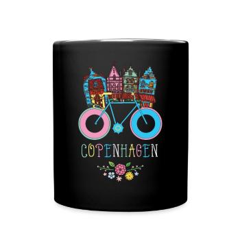 Floral Copenhagen Denmark Danish Souvenir - Tasse einfarbig - Schwarz - Vorne