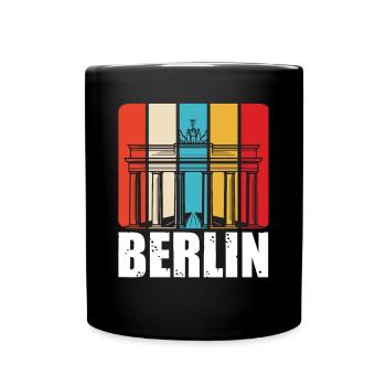 Berlin Retro Vintage Brandenburg Gate German - Full Colour Mug - black - Front