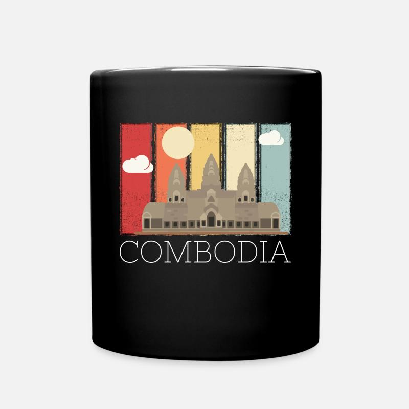 Kambodscha Tempel Retro Angkor Wat - Tasse einfarbig - Schwarz
