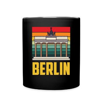 Berlin Brandenburg Gate Retro German - Full Colour Mug - black - Front