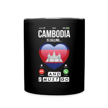 Kambodscha ruft Urlaub Asien Angkor Wat Tempel - Tasse einfarbig - Schwarz - Vorne